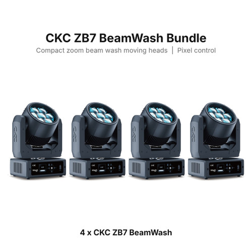 CKC Lighting ZB7 BeamWash Bundle: 4 x Zoom Beam Wash Moving Heads