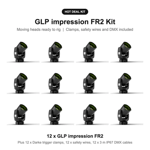 GLP impression FR2 Wash Kit: Moving Heads with Clamps, Safety Wires and DMX