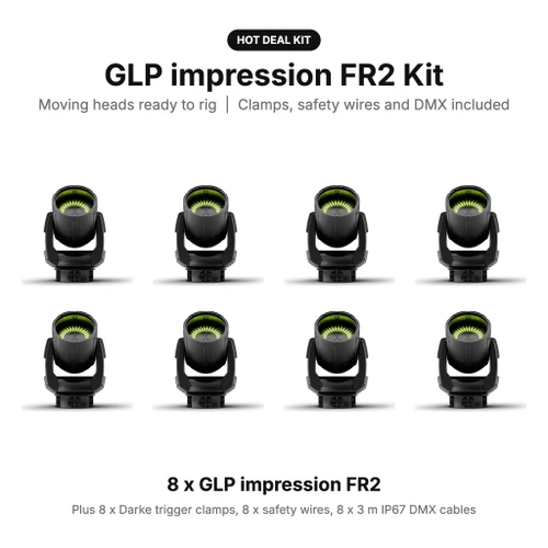 GLP impression FR2 Wash Kit: Moving Heads with Clamps, Safety Wires and DMX