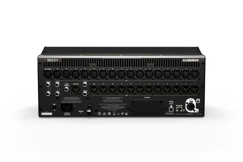 Allen & Heath SQ5+ rear panel with 16 XLR inputs, 12 XLR outputs, SLink and I/O Port