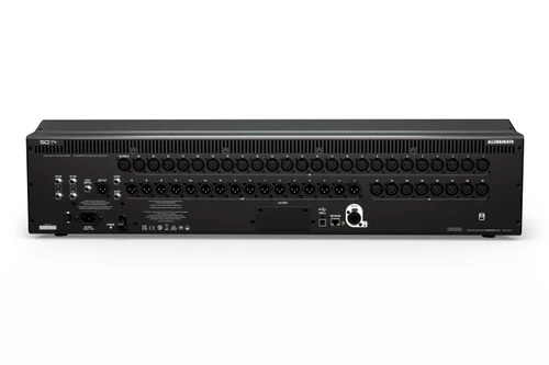 Allen & Heath SQ7+ rear panel with 32 XLR inputs, 16 XLR outputs, SLink and I/O Port