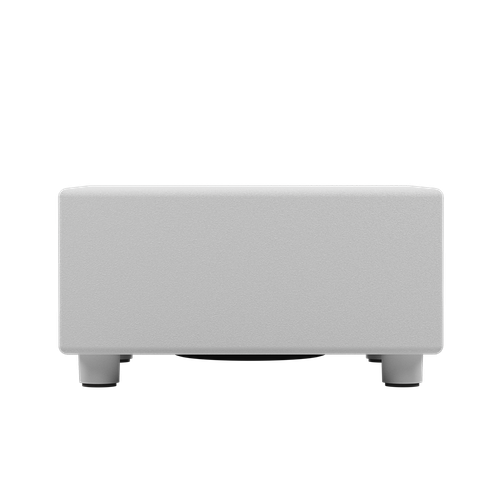 Quest Engineering MX10SW subwoofer, white, angled view