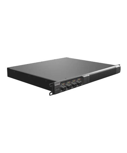 Quest Engineering QX4300 amplifier, angled view