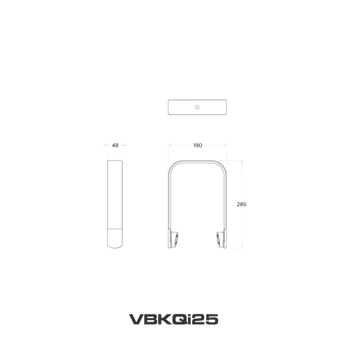 Quest VBRQi25 vertical bracket line drawing with dimensions