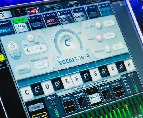 RackUltra FX vocal tuner screen on dLive