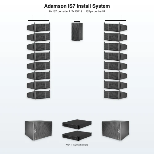 Adamson IS7 Install System, 8x IS7 per side, 2x IS119, IS7px centre fill