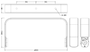 Quest Engineering HBRQi8 horizontal bracket, dimensioned line drawing