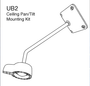 Quest Engineering UB2 ceiling bracket kit components, black shown