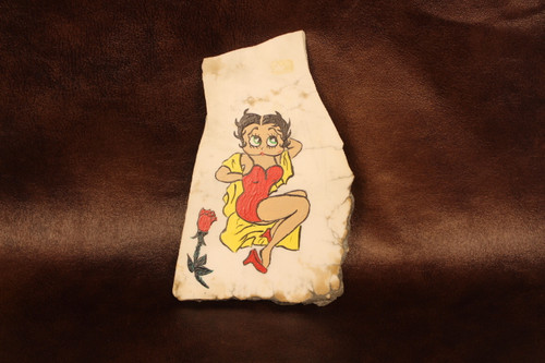 Original One of a Kind "Betty Boop" hand Painted Marble slab