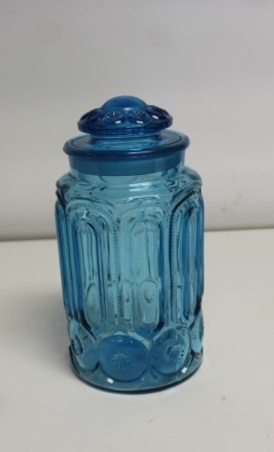 L.E. Smith Vintage Moon & Stars Blue Canister