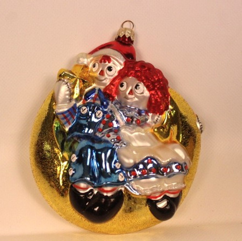 Polonaise Glass Raggedy Ann & Andy Ornament