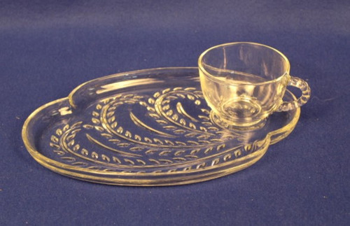 Vintage Federal Glass Snack Trays w/Cups