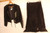 Vintage Black Leather Fringed Jacket & Skirt