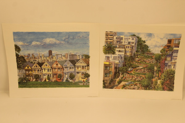 2pc Signed "Thibaut" Lithographs of San Francisco