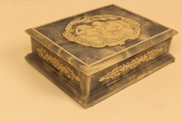 Vintage Incolay Stone Jewelry Box
