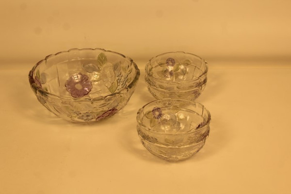 Pressed Glass 5 Pc Fruit Bowl Set