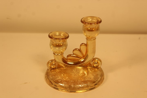 Jeanette Glass Floragold "Louisa" Candlestick