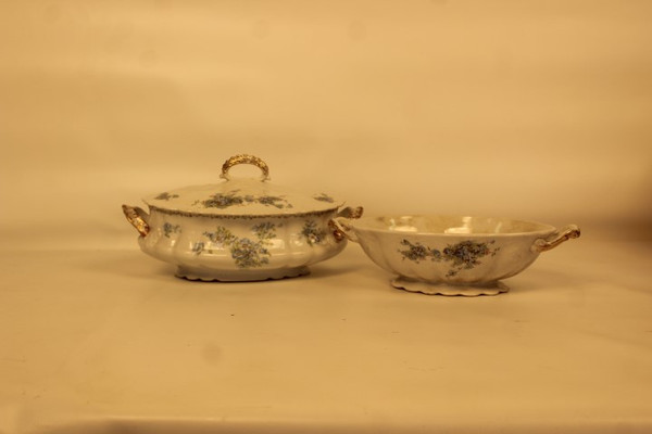 Antique Limoges Coronet France Covered Casserole & 2nd Smaller Dish