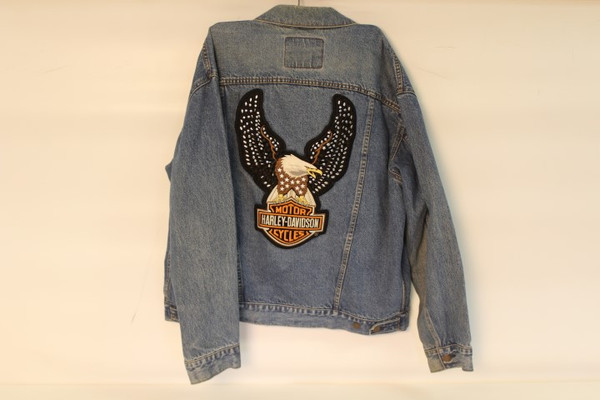 Vintage Levi Denim Jacket with Huge Harley Davidson Logo