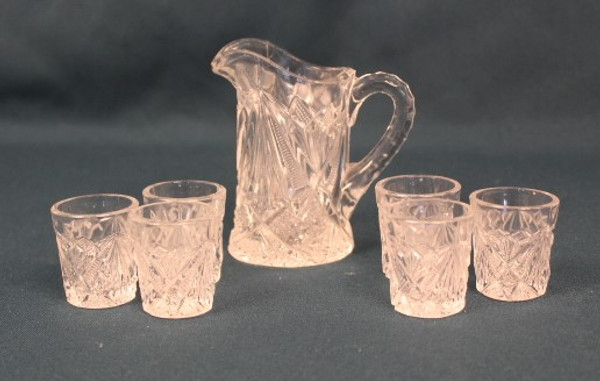 Early American Pattern Glass Mini Pitcher Set