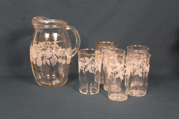 Bartlett Collins Frosted Juice Pitcher & Glasses