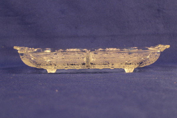 Vintage Footed Etched Glass Relish Tray