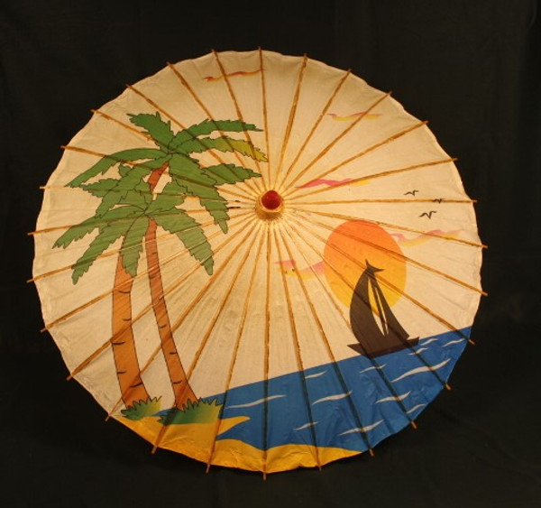 Rice Paper and Bamboo Asian Umbrella