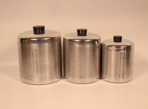 Vintage Spun Aluminum Canister Set (3pc)