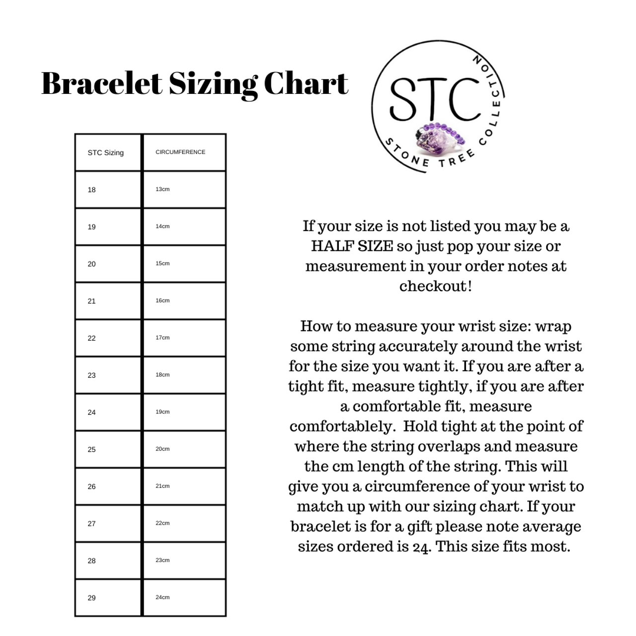 Sizing Information for bracelets necklaces and rings  Bracelet size chart  Bracelet sizes Bracelets