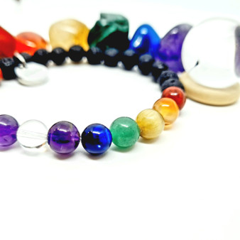 Gay & LGBTQ+ Pride Beaded Crystal Rainbow Coloured Gemstone Bracelet!