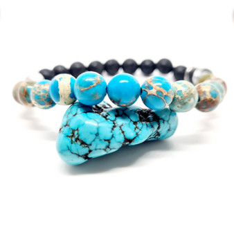 Blue Sea Sediment Jasper is a deep stone of inner peace, love, empathy & clear thoughts. An amazing stone for emotional healing. Carrying a strong connection to the earths energy, believed to relieve fatigue & exhaustion. Jasper is naturally a grounding stone an in being so brings nurturing support in times of stress.

Chakra: Root

Mantra:  "I am abundant in emotional healing"

Candle colour: Blue, cream, brown

Scents: Hyacinth

Vibration: Low
