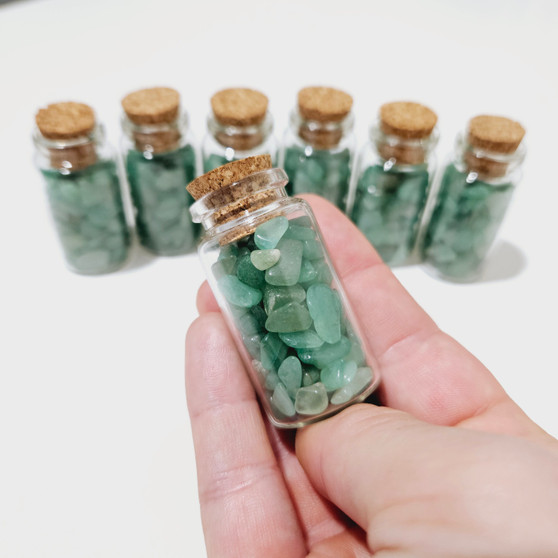 Genuine gemstone energy jar filled to the brim with crystals and sealed with a cork. Perfect for people who cannot wear jewellery or travel alot. The Energy Jar is easily moved can be placed on desks or side tables bringing your chosen energy to your space. These jars can also be stored inside your car especially if you have chosen protection, focus or wellbeing. With hundreds of tiny crystal chips these jars or energy can make a special fairy garden magical, sprinkle in a fairy house or spread throughout your gardens soil. 

Amethyst Relax

Rose Quartz Love

Green Aventurine Wellbeing

Tiger Eye Strength

Clear Quartz Focus

Obsidian Protection

Rhodonite Emotional Forgiveness

Labradorite Transformation

Citrine Abundance Money

Apatite Spiritual Connections

Sodalite Truthful Communications