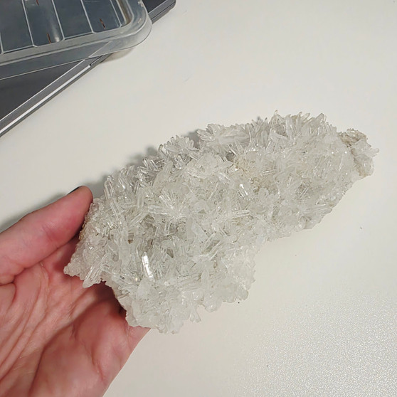 Madagascan Clear Quartz. Clear Quartz is known as the Master Healer. If you only ever own one stone, you better make it clear quartz! For all healing, manifesting, energizing, inspiring, creating, cleansing and amplifying. Clear Quartz resonates with our physcial, mental and emotional being. Sending away negative energy and stimulating the immune system. Encouraging spiritual growth, spirituality and wisdom. This bracelet may bring clarity to the mind and thought process, even clarity of emotions. Assisting with focus, especially studying and concentrating.  Clear Quartz amplifies the energies of any surrounding crystals. It is good for helping improve your memory, improve your energy levels, weight loss, diabetes symptoms & is said to provide some pain relief. Giving you an ongoing energy lift direct from nature. Cleanse and set your intentions before you wear. Clear Quartz aligns with the Crown Chakra. Clear Quartz closely aligns to the personality traits of Zodiac Signs of all. Compliment your crystal healing with our Sage Oil Roller with Green Aventurine shaker gemstones.