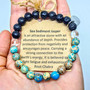 Blue Sea Sediment Jasper is a deep stone of inner peace, love, empathy & clear thoughts. An amazing stone for emotional healing. Carrying a strong connection to the earths energy, believed to relieve fatigue & exhaustion. Jasper is naturally a grounding stone an in being so brings nurturing support in times of stress.

Chakra: Root

Mantra:  "I am abundant in emotional healing"

Candle colour: Blue, cream, brown

Scents: Hyacinth

Vibration: Low
