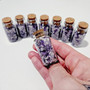 Genuine gemstone energy jar filled to the brim with crystals and sealed with a cork. Perfect for people who cannot wear jewellery or travel alot. The Energy Jar is easily moved can be placed on desks or side tables bringing your chosen energy to your space. These jars can also be stored inside your car especially if you have chosen protection, focus or wellbeing. With hundreds of tiny crystal chips these jars or energy can make a special fairy garden magical, sprinkle in a fairy house or spread throughout your gardens soil. 

Amethyst Relax

Rose Quartz Love

Green Aventurine Wellbeing

Tiger Eye Strength

Clear Quartz Focus

Obsidian Protection

Rhodonite Emotional Forgiveness

Labradorite Transformation

Citrine Abundance Money

Apatite Spiritual Connections

Sodalite Truthful Communications
