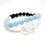 Aquamarine is know for its tranquility and stress relieving properties with a close connection to the water elements, As a calming stone its natural use is to create bliss, wipe the slate clean of any stagnant energy and cleanse and relfresh your Aura. Wearing Aquamarine can bring a strong sense of calming serenity. You can also wear this bracelet during meditation to strengthen your Aura while letting negative energies flow through the body, providing release. Aquamarine is most helpful in assisting with those who are trying to conceive, naturally or via IVF processes. A Womb that is serene is potentially ready to conceive. Aquamarine is intergral part of our Fertility Bracelet - Search it next!

RELAX is out Matching Essential Oil Roller: Lavender Oil with Amethyst Gemstones + Gold Leaf!

Zodiac: Pisces

Chakra: Throat
Zodiac: Pisces

Chakra: Throat

Candle colour: Aqua blue

Oil Roller: Lavender with Amethyst