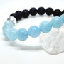 Aquamarine is know for its tranquility and stress relieving properties with a close connection to the water elements, As a calming stone its natural use is to create bliss, wipe the slate clean of any stagnant energy and cleanse and relfresh your Aura. Wearing Aquamarine can bring a strong sense of calming serenity. You can also wear this bracelet during meditation to strengthen your Aura while letting negative energies flow through the body, providing release. Aquamarine is most helpful in assisting with those who are trying to conceive, naturally or via IVF processes. A Womb that is serene is potentially ready to conceive. Aquamarine is intergral part of our Fertility Bracelet - Search it next!

RELAX is out Matching Essential Oil Roller: Lavender Oil with Amethyst Gemstones + Gold Leaf!

Zodiac: Pisces

Chakra: Throat
Zodiac: Pisces

Chakra: Throat

Candle colour: Aqua blue

Oil Roller: Lavender with Amethyst