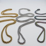 Sleek Box Chains move comfortably over the skin. Available in gold, silver, rainbow. 70cm in length, enough to slip over most heads. Lobster clasp to fasten.