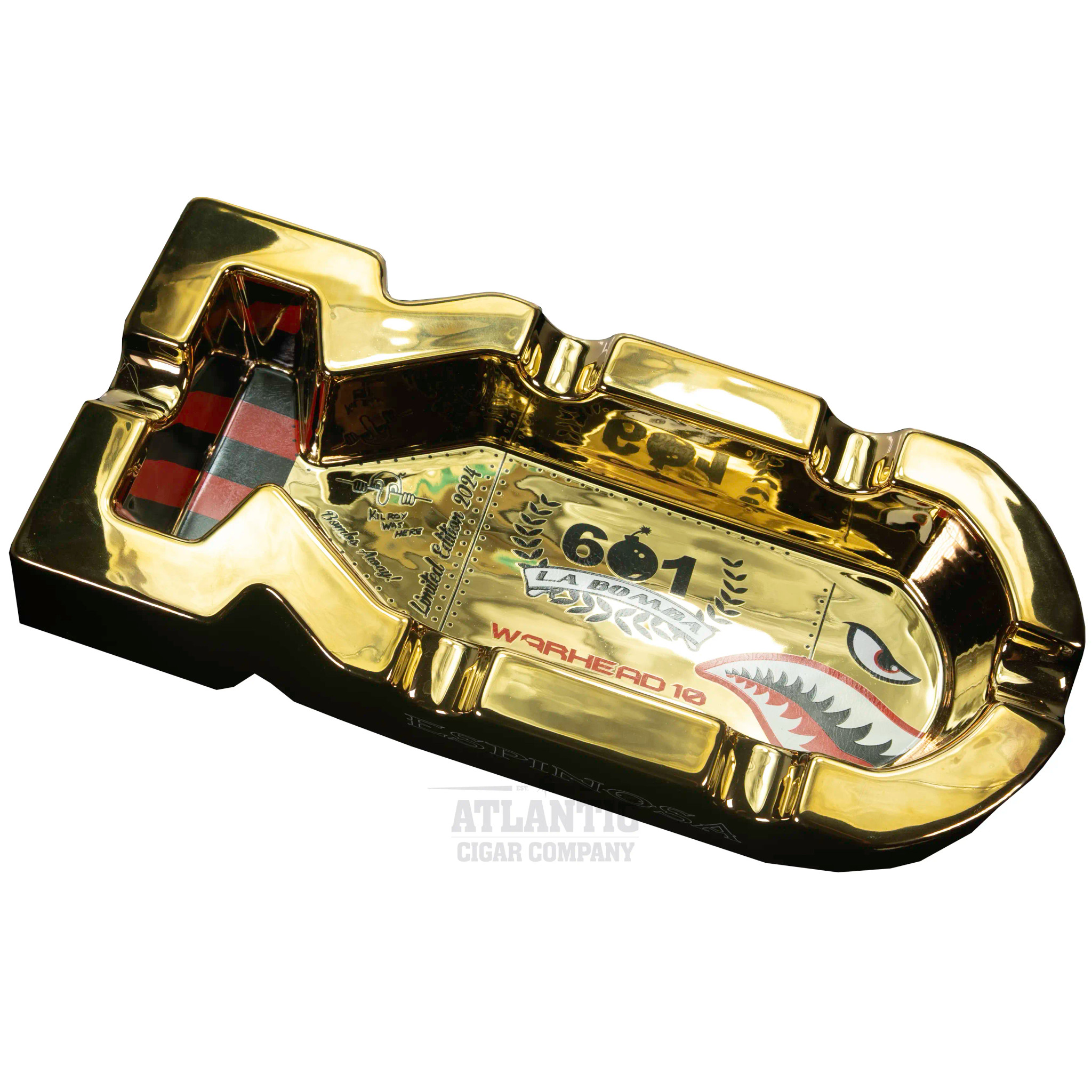 601 La Bomba Warhead 10 LE Ashtray Gold | Atlantic Cigar Co.