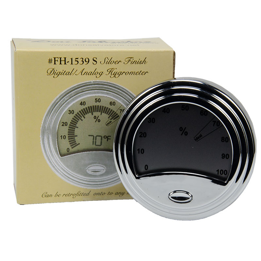 HygroSet Analog Hygrometer HYG-75S Polished Silver Finish Hygrometer