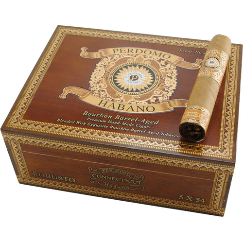 Perdomo Habano Bourbon Barrel Aged Connecticut Robusto cigar product image from Atlantic Cigar Company