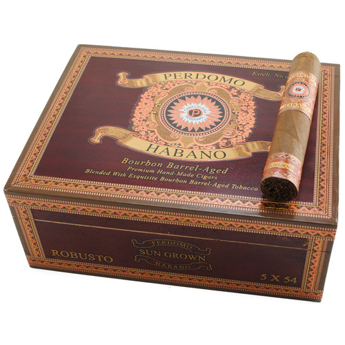 Perdomo Habano Bourbon Barrel Aged Sungrown Robusto cigar product image from Atlantic Cigar Company