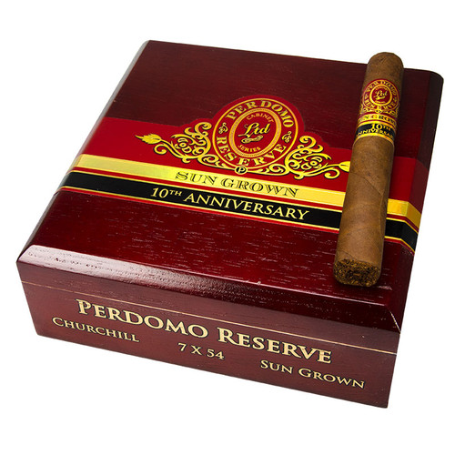 Perdomo 10th Anniversary Sungrown Churchill (BP) cigar product image from Atlantic Cigar Company