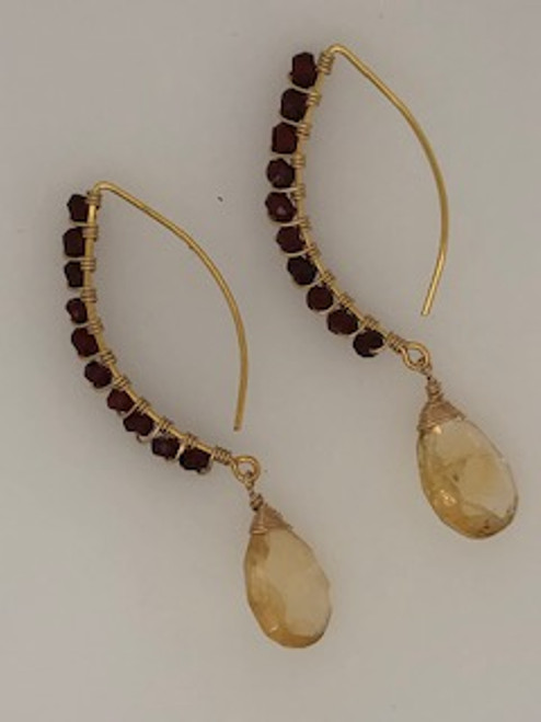 Alissa B Candy Collection | Garnet and Citrine Drop Earrings