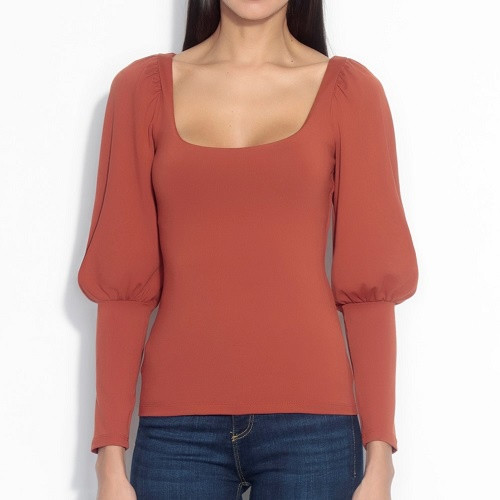 Gathered Mutton Sleeve Top | Terracotta Gathered Mutton Sleeve Top | Terracotta