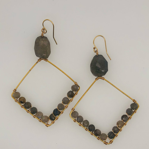 Candy Collection | Large Diamond Labradorite earrings Candy Collection | Large Diamond Labradorite earrings