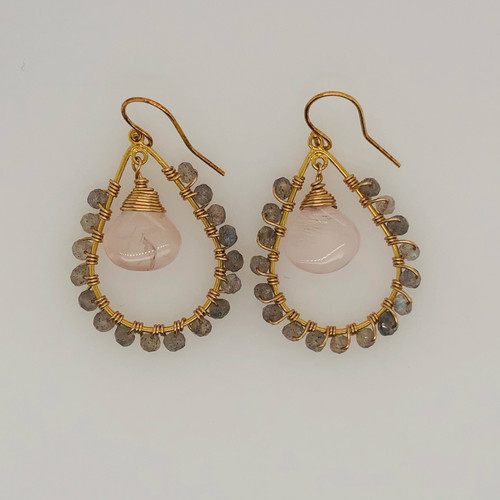 Candy Collection | Small Teardrop Rose Quartz & Labradorite Earrings Candy Collection | Small Teardrop Rose Quartz & Labradorite Earrings