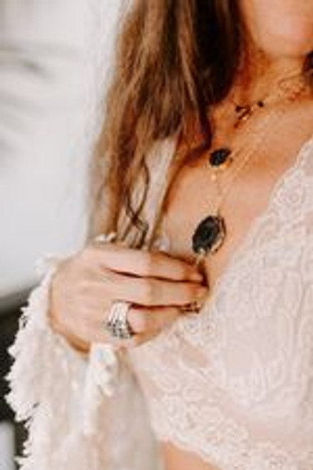 Long Black Agate Tassel Wrap Necklace Long Black Agate Tassel Wrap Necklace