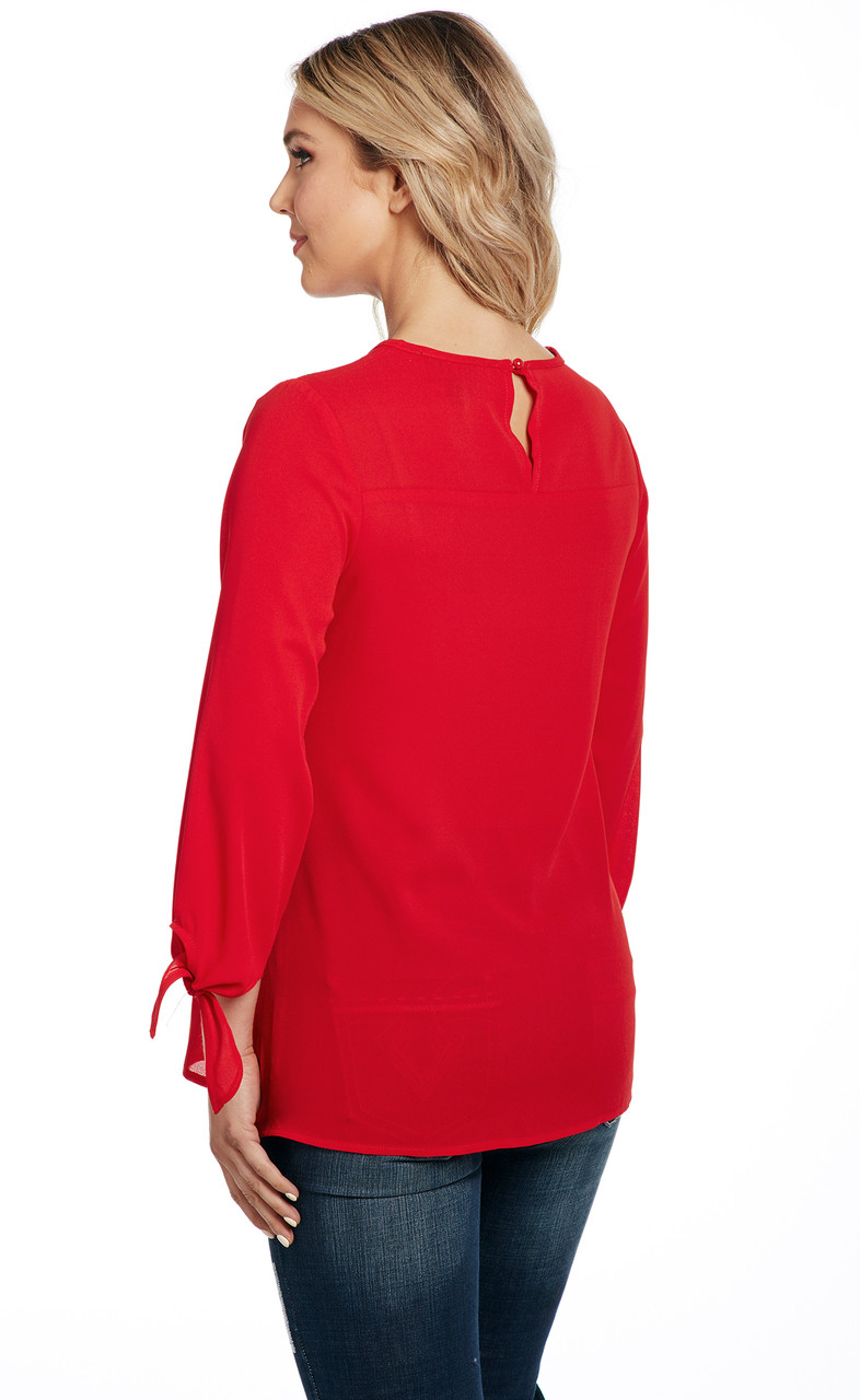 Haut Femme Links En Maille Beige - Col Keyhole, Manches 3/4, Brodé, Taille L, Occasion Très Bon état