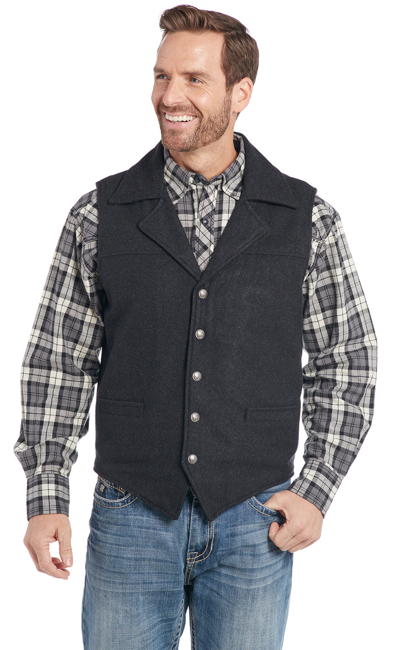 Wool Melton Snap Front Collared Vest With Concealed Carry Pocket ...